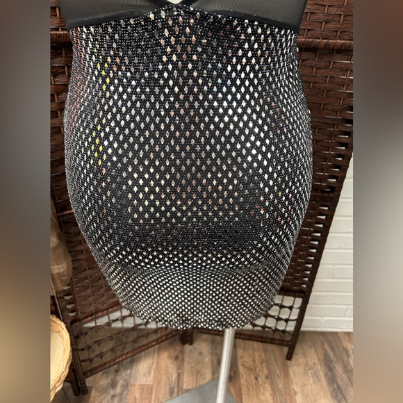 Sparkly Black Sequin Sheer Mesh Dress - Picture 4 of 6